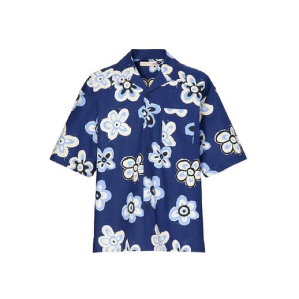 Uniqlo x MARNI Oversized Open Collar Camp Shirt Blue Floral